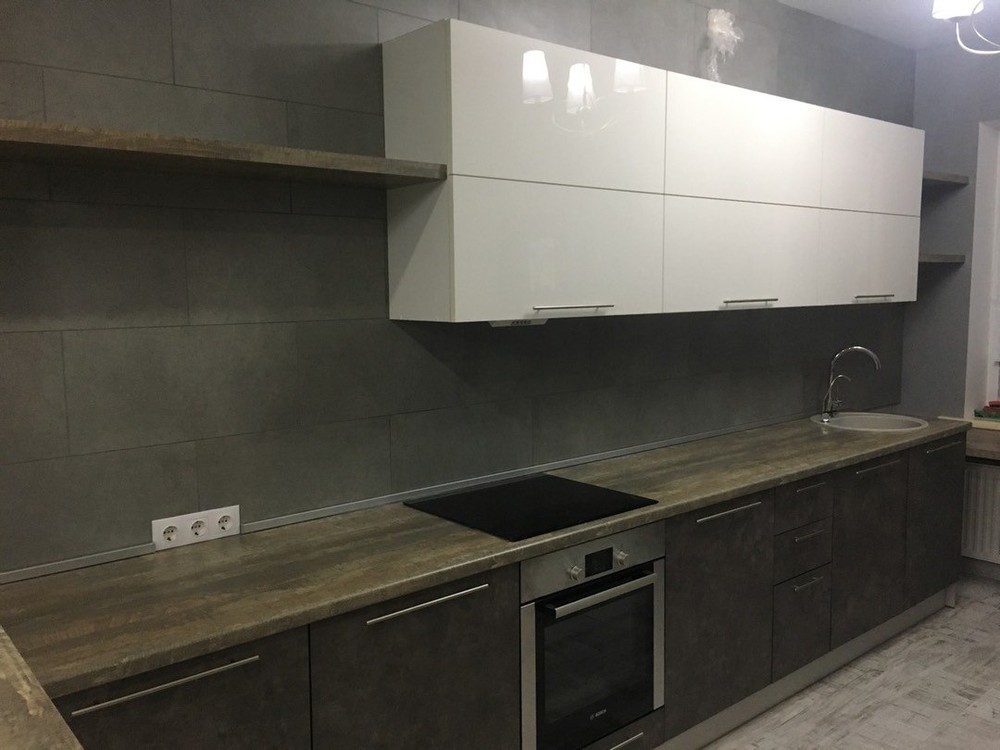 Белый кухонный гарнитур-Кухня МДФ в эмали «Модель 159»-фото2