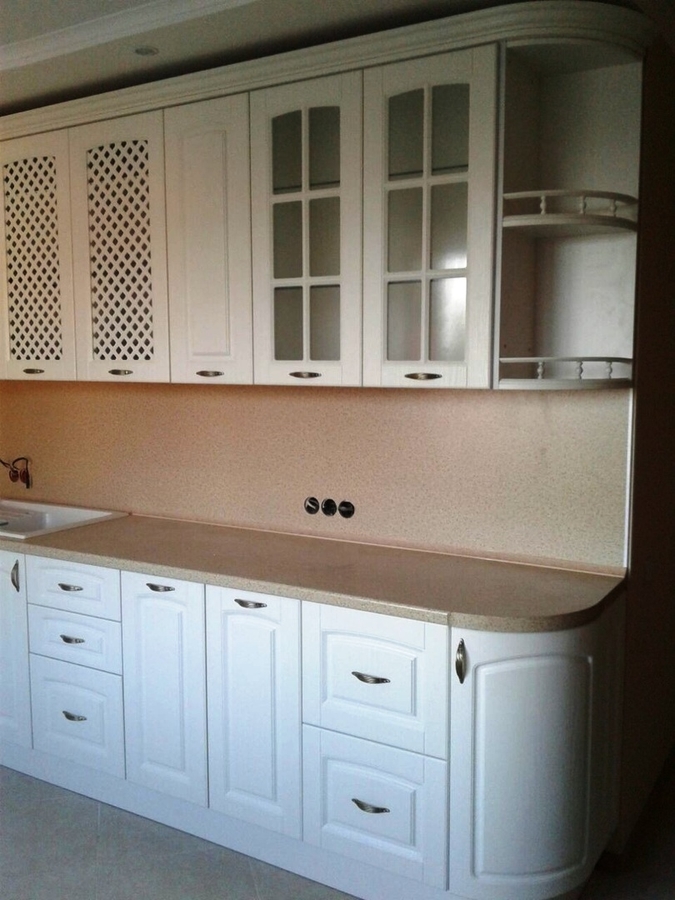 Белый кухонный гарнитур-Кухня МДФ в ПВХ «Модель 387»-фото3