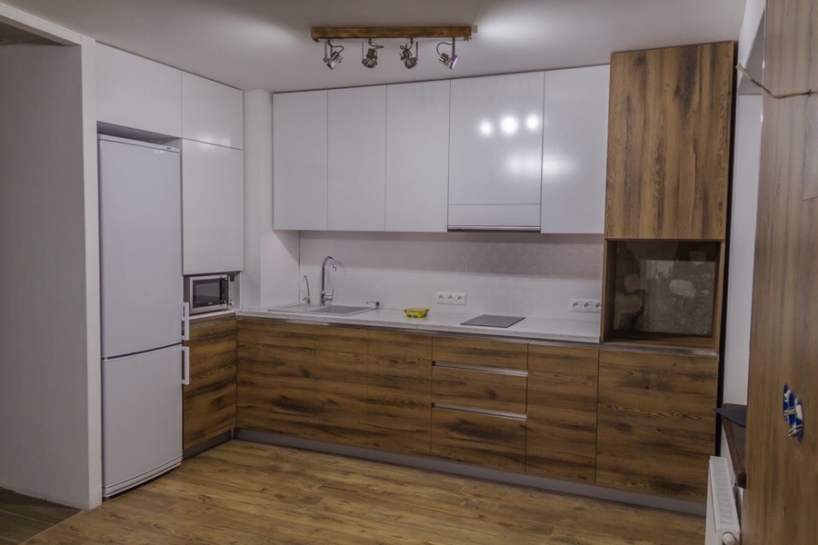 Белый кухонный гарнитур-Кухня из пластика «Модель 422»-фото2