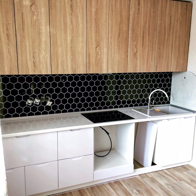 Белый кухонный гарнитур-Кухня МДФ в эмали «Модель 421»-фото2