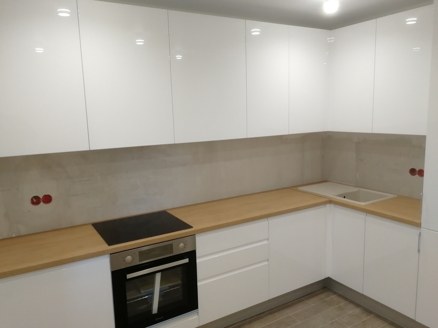 Белый кухонный гарнитур-Кухня МДФ в эмали «Модель 433»-фото2