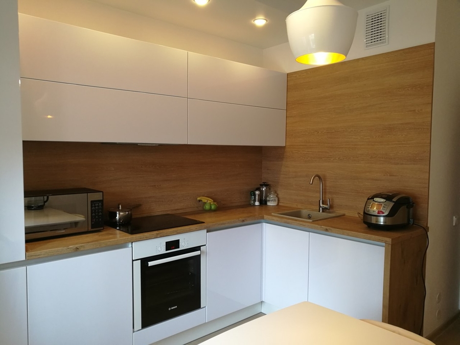 Белый кухонный гарнитур-Кухня из пластика «Модель 438»-фото2
