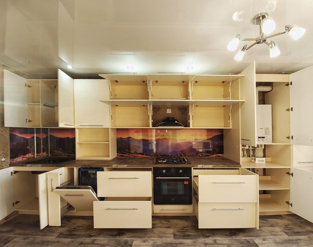 Белый кухонный гарнитур-Кухня МДФ в эмали «Модель 542»-фото4