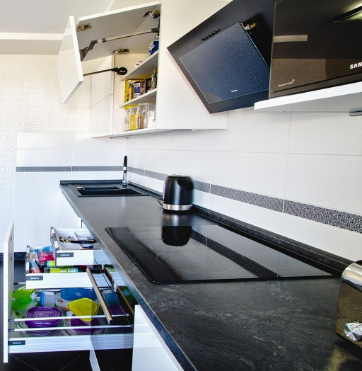 Белый кухонный гарнитур-Кухня из пластика «Модель 608»-фото4